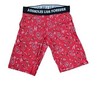 ALF New Long Red And Black Paisley Mid Rise Bike Shorts
